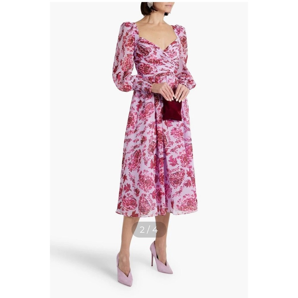 Badgley Mischka- Floral Pink Wrap Dress